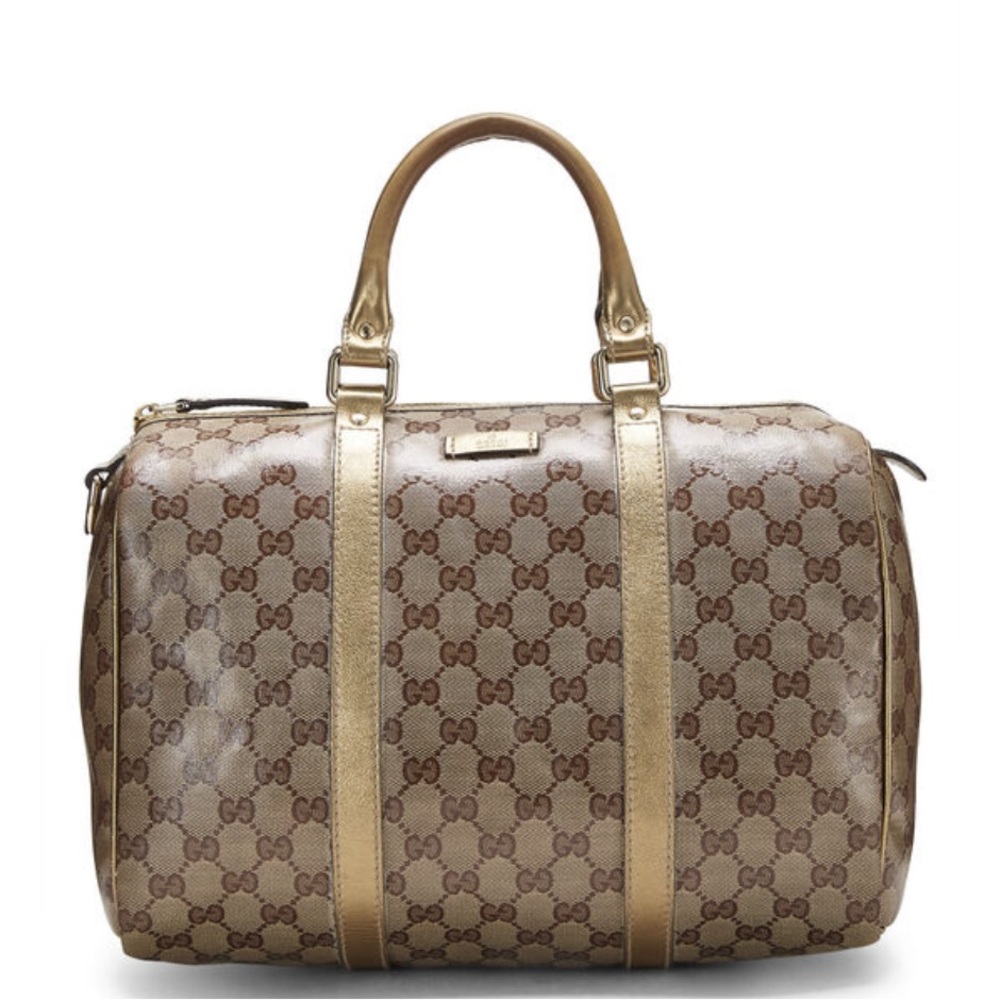 ❤️Gucci AuthenticVintage GG Crystal Gold Medium Joy Boston Bag